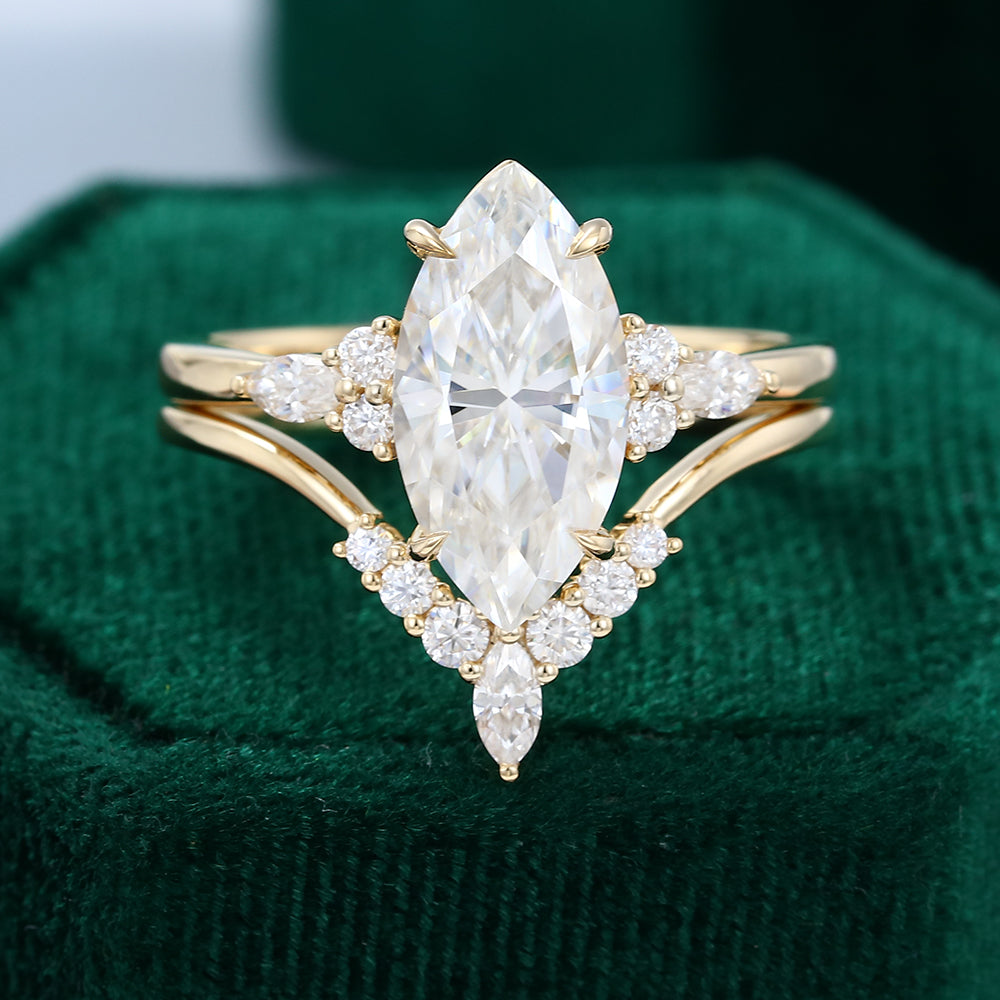 2.48 CT Marquise Cluster Moissanite Bridal Set