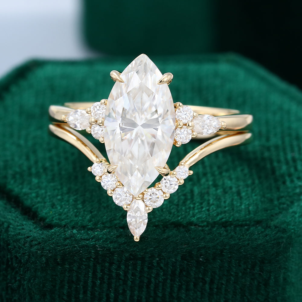 2.48 CT Marquise Cluster Moissanite Bridal Set
