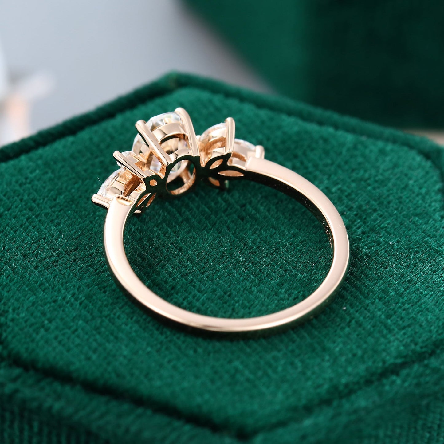 0.84 CT Oval Cluster Moissanite Engagement Ring