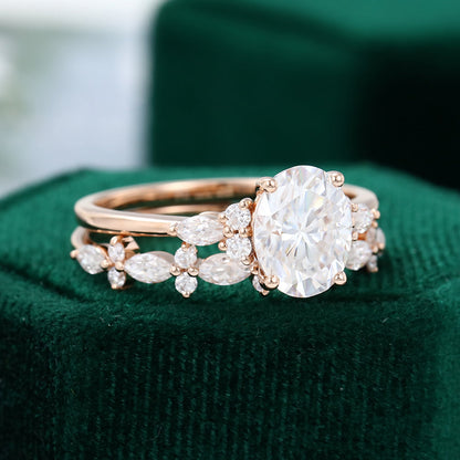 1.91 CT Oval Cluster Moissanite Bridal Set