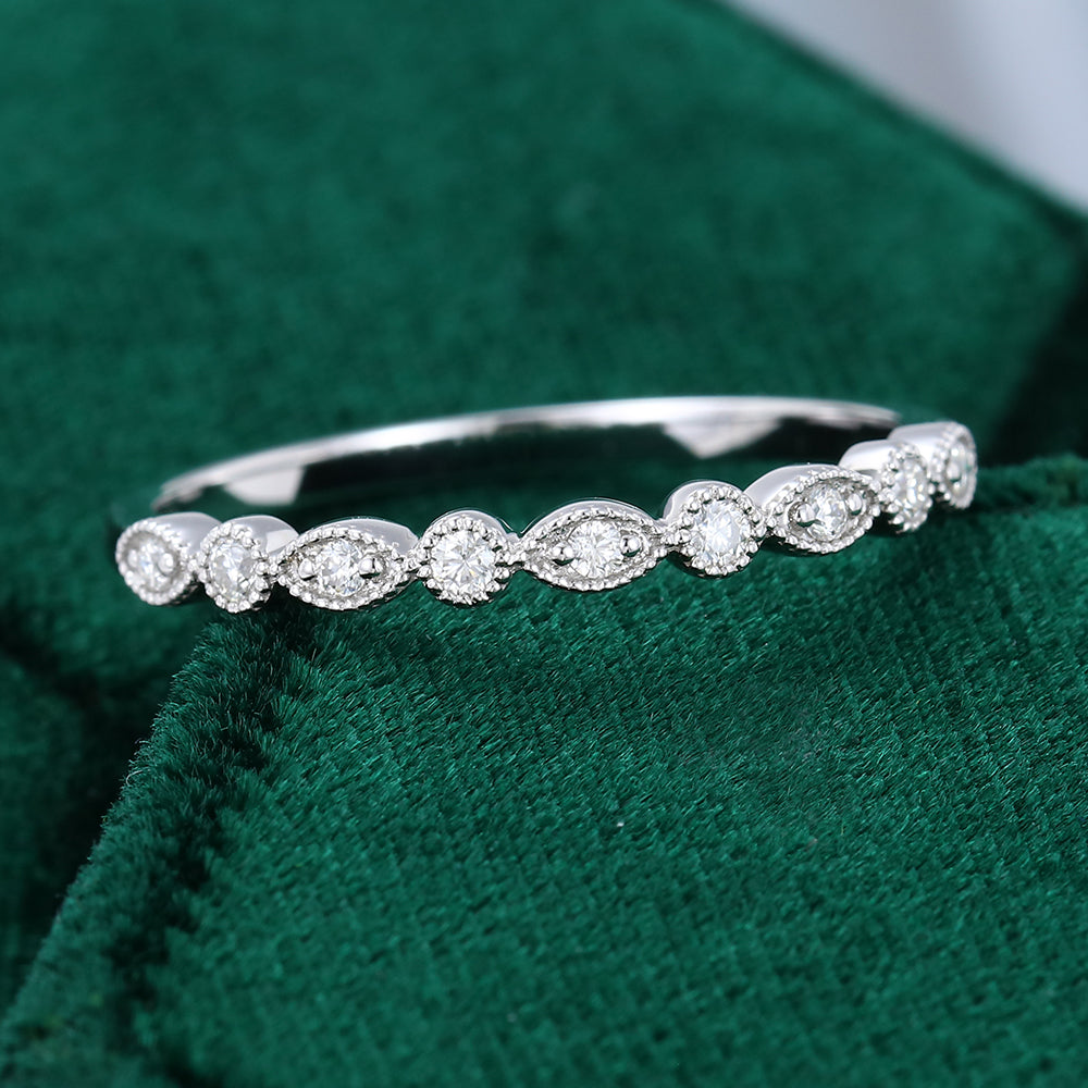 0.1 TCW Round Milgrain Moissanite Wedding Band