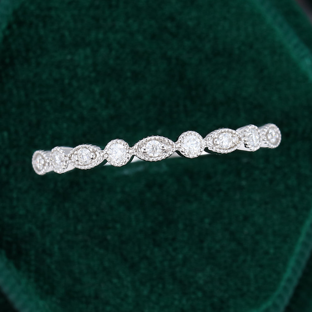 0.1 TCW Round Milgrain Moissanite Wedding Band