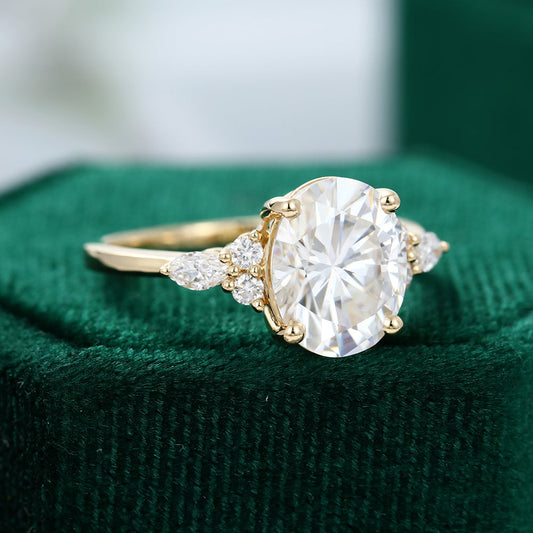 3 CT Oval Cluster Moissanite Engagement Ring