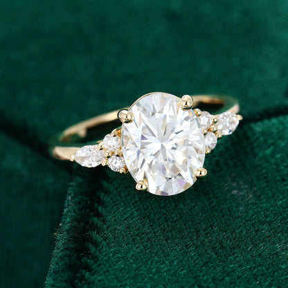 3 CT Oval Cluster Moissanite Engagement Ring