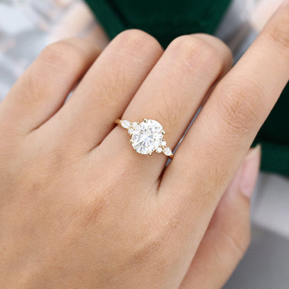 3 CT Oval Cluster Moissanite Engagement Ring