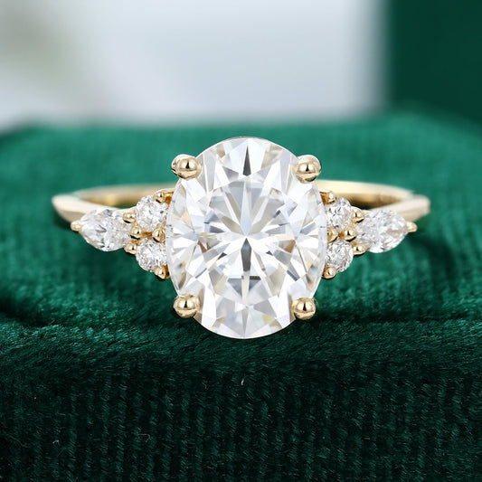 3 CT Oval Cluster Moissanite Engagement Ring