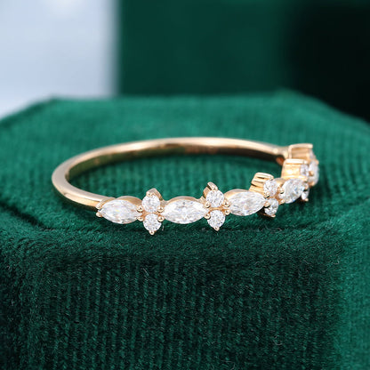 0.027 TCW Marquise & Round Half Eternity Moissanite Wedding Band