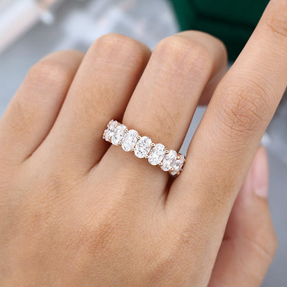 0.43 TCW Oval Full Eternity Moissanite Wedding Band
