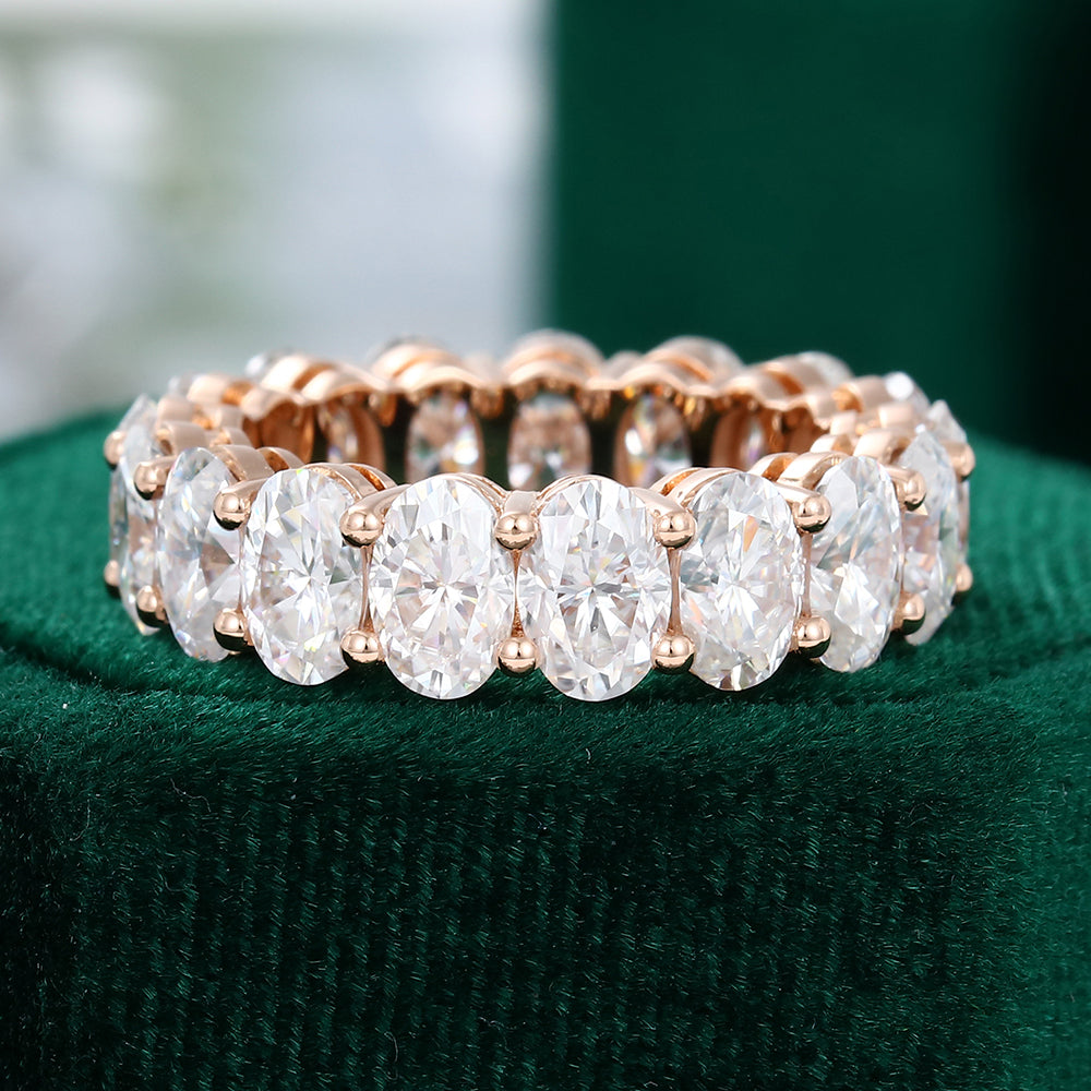 0.43 TCW Oval Full Eternity Moissanite Wedding Band