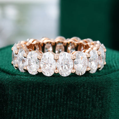 0.43 TCW Oval Full Eternity Moissanite Wedding Band