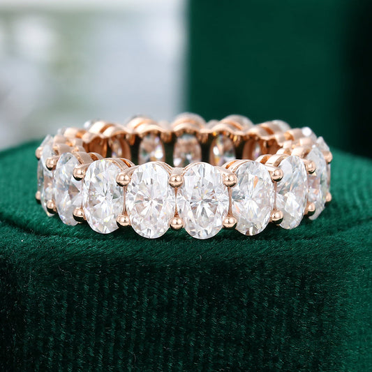 0.43 TCW Oval Full Eternity Moissanite Wedding Band
