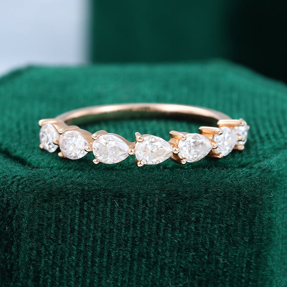 0.15 TCW Pear Half Eternity Moissanite Wedding Band