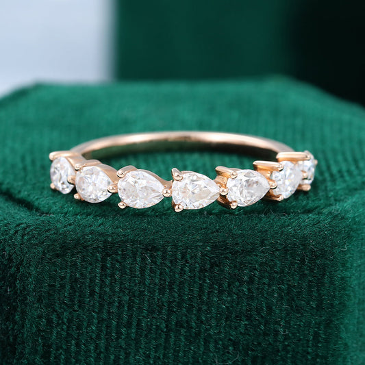 0.15 TCW Pear Half Eternity Moissanite Wedding Band