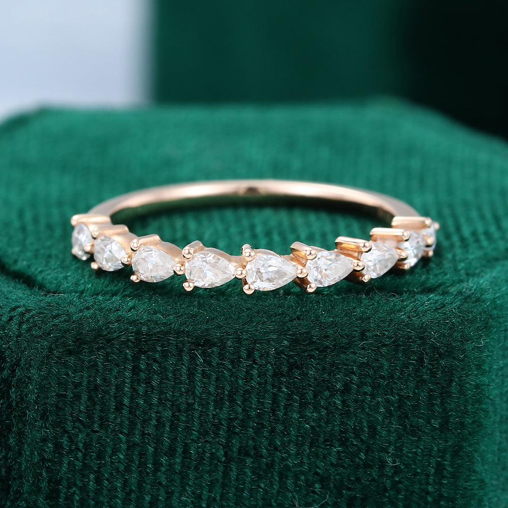 0.11 TCW Pear Half Eternity Moissanite Wedding Band