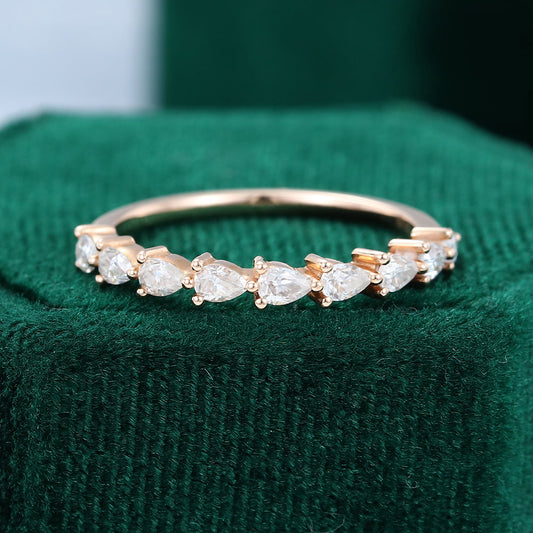 0.11 TCW Pear Half Eternity Moissanite Wedding Band