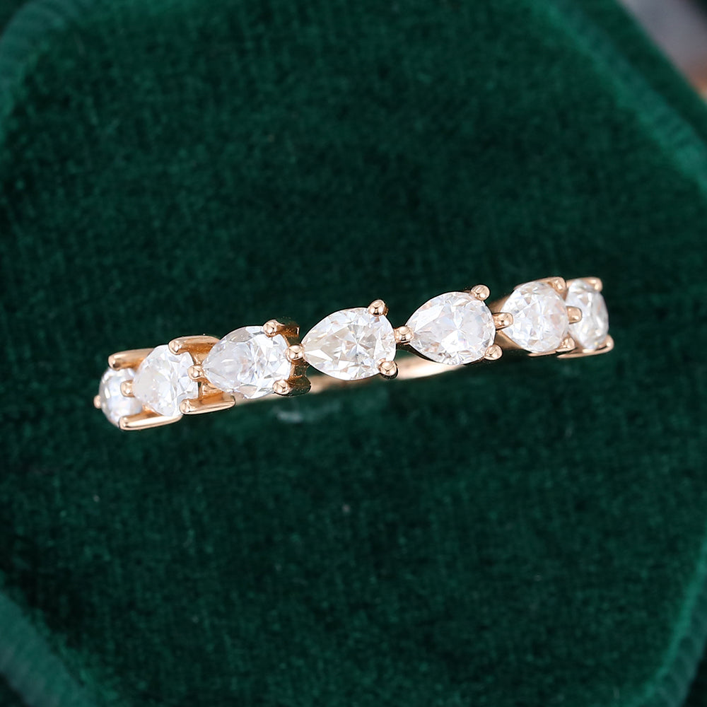 0.15 TCW Pear Half Eternity Moissanite Wedding Band