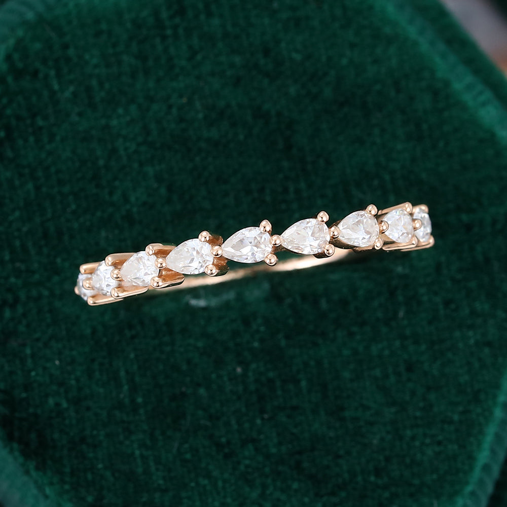 0.11 TCW Pear Half Eternity Moissanite Wedding Band