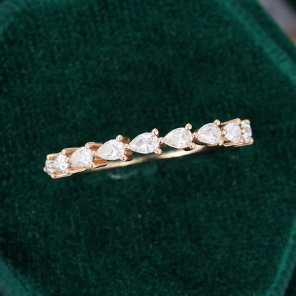 0.11 TCW Pear Half Eternity Moissanite Wedding Band