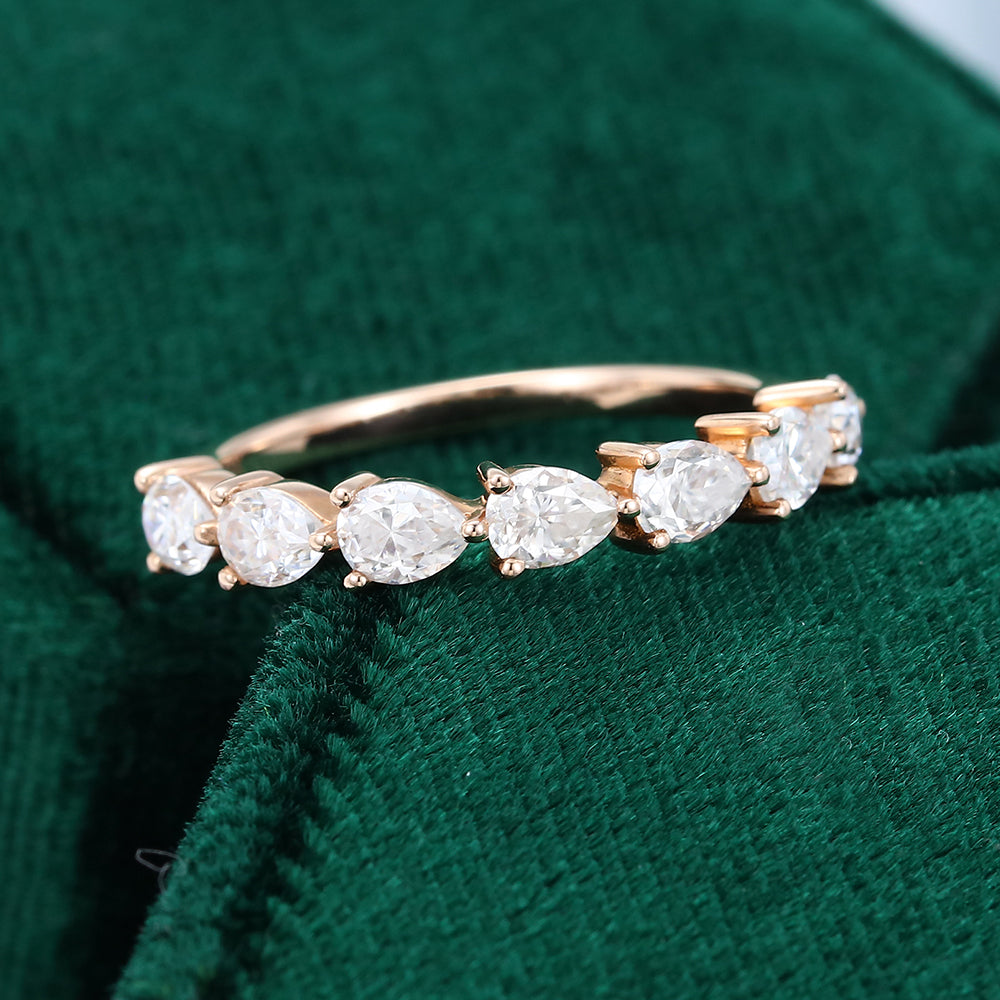 0.15 TCW Pear Half Eternity Moissanite Wedding Band