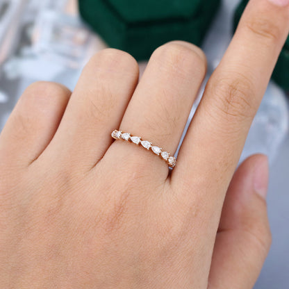 0.11 TCW Pear Half Eternity Moissanite Wedding Band