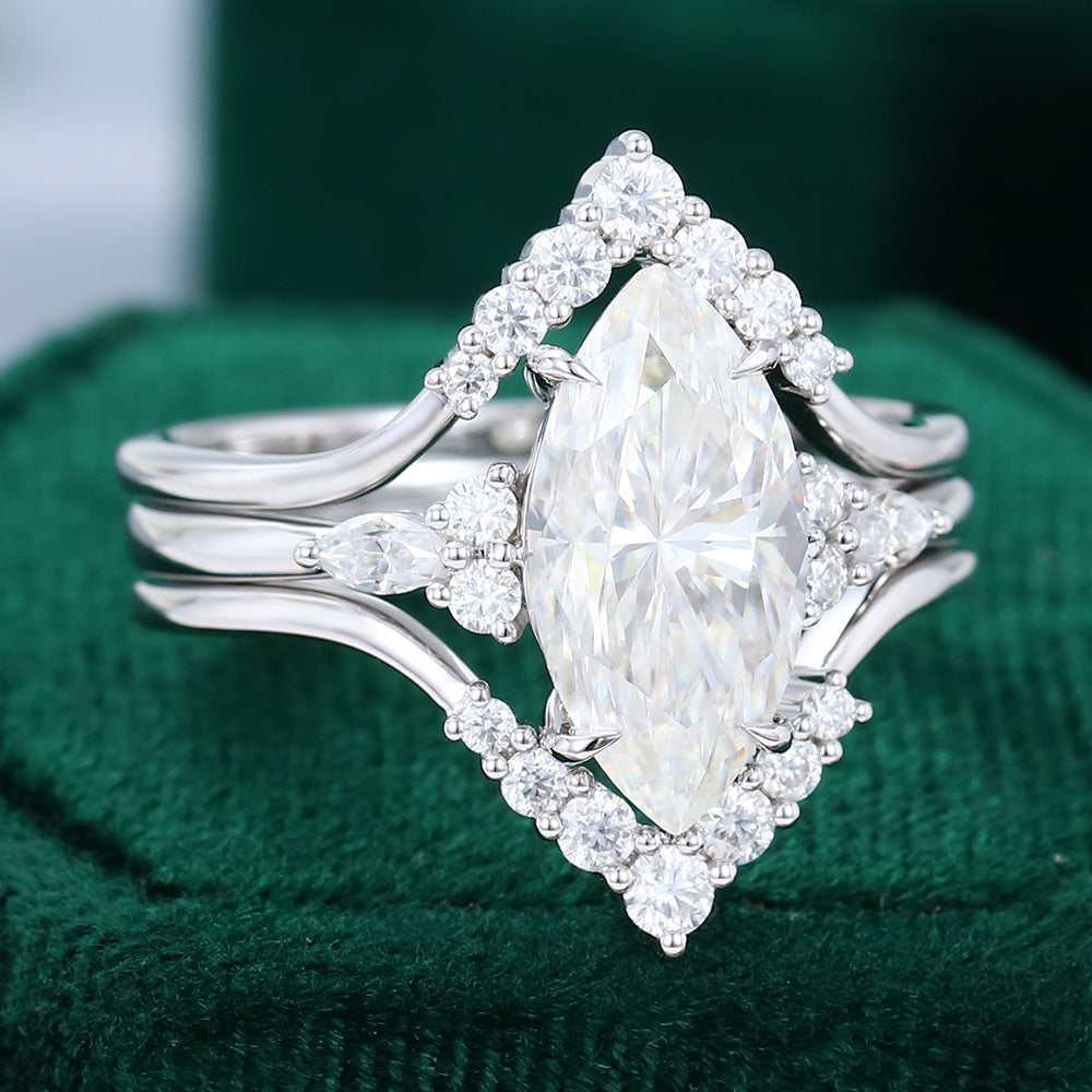2.48 CT Marquise Cluster Moissanite Bridal Set