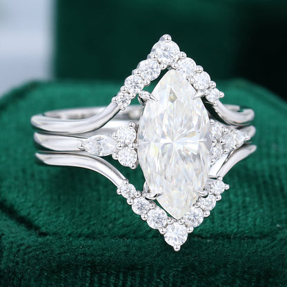 2.48 CT Marquise Cluster Moissanite Bridal Set
