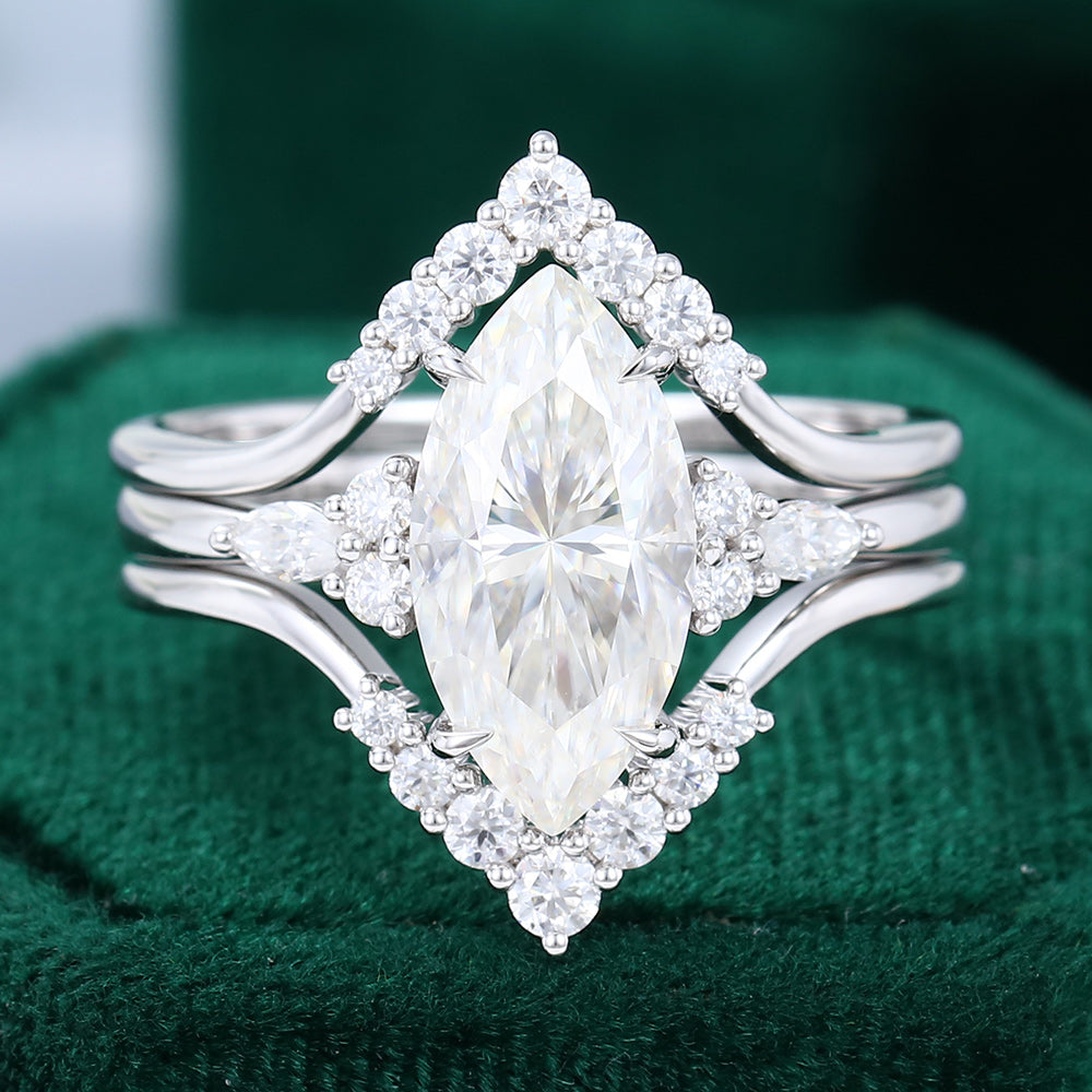 2.48 CT Marquise Cluster Moissanite Bridal Set