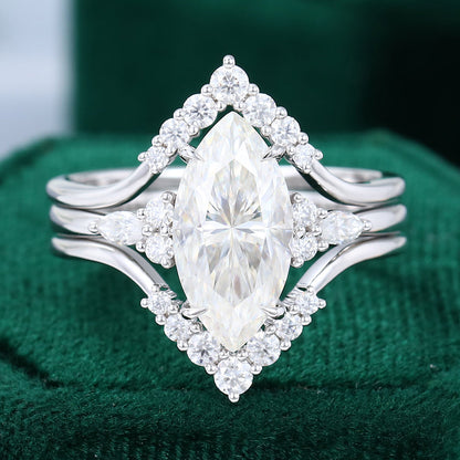 2.48 CT Marquise Cluster Moissanite Bridal Set
