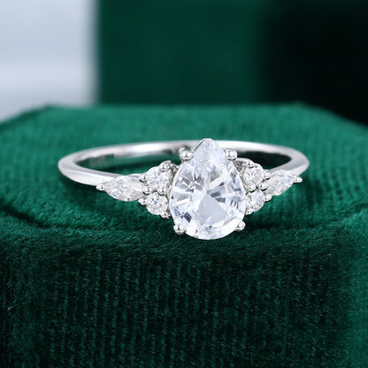 1 CT Pear Cluster Moissanite Engagement Ring