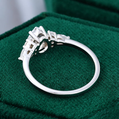 1 CT Pear Cluster Moissanite Engagement Ring