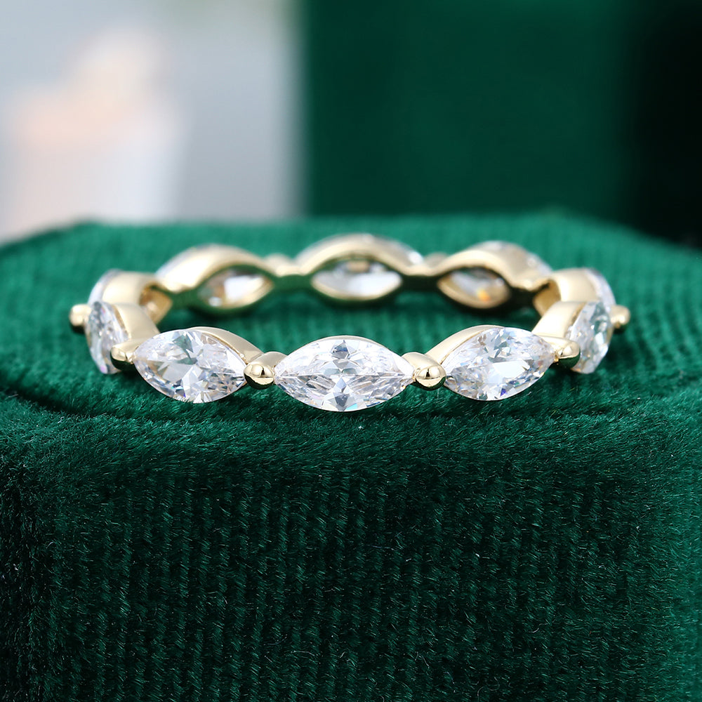 0.21 TCW Marquise Full Eternity Moissanite Wedding Band
