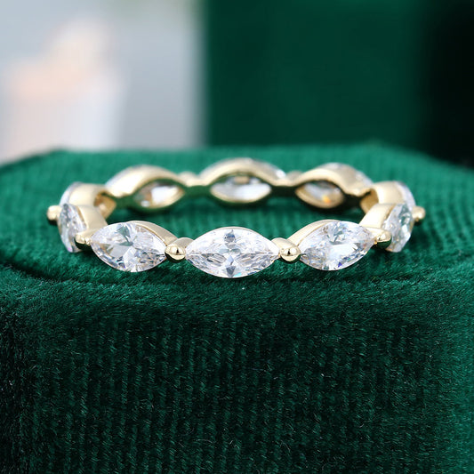 0.21 TCW Marquise Full Eternity Moissanite Wedding Band