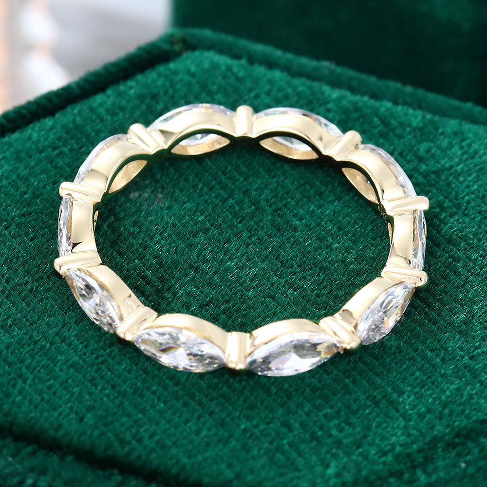 0.21 TCW Marquise Full Eternity Moissanite Wedding Band