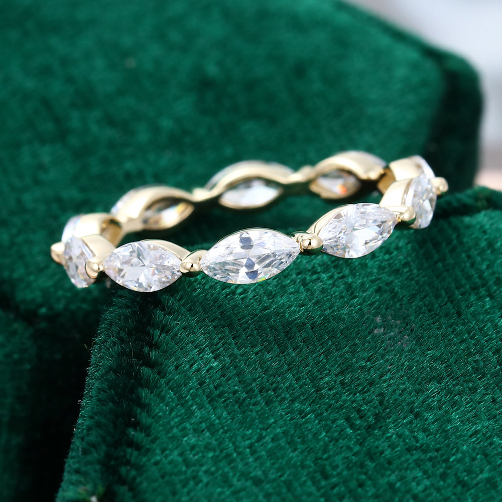 0.21 TCW Marquise Full Eternity Moissanite Wedding Band