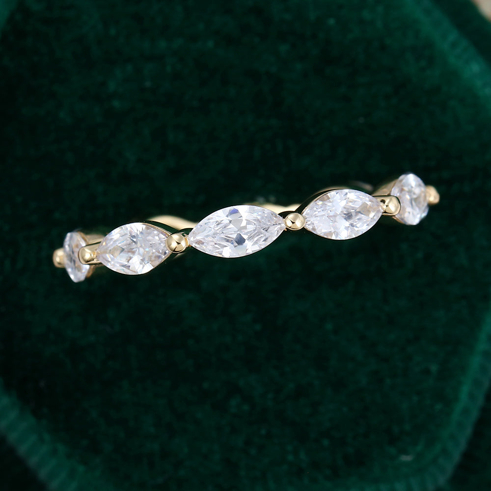 0.21 TCW Marquise Full Eternity Moissanite Wedding Band