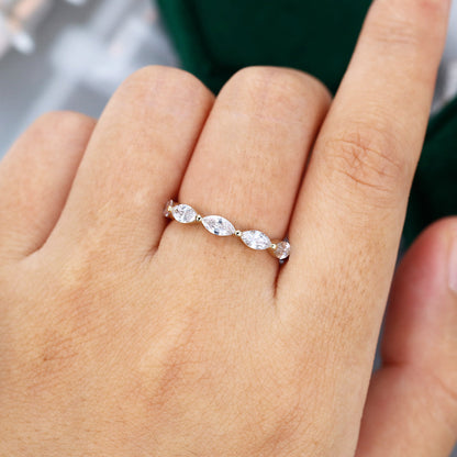0.21 TCW Marquise Full Eternity Moissanite Wedding Band