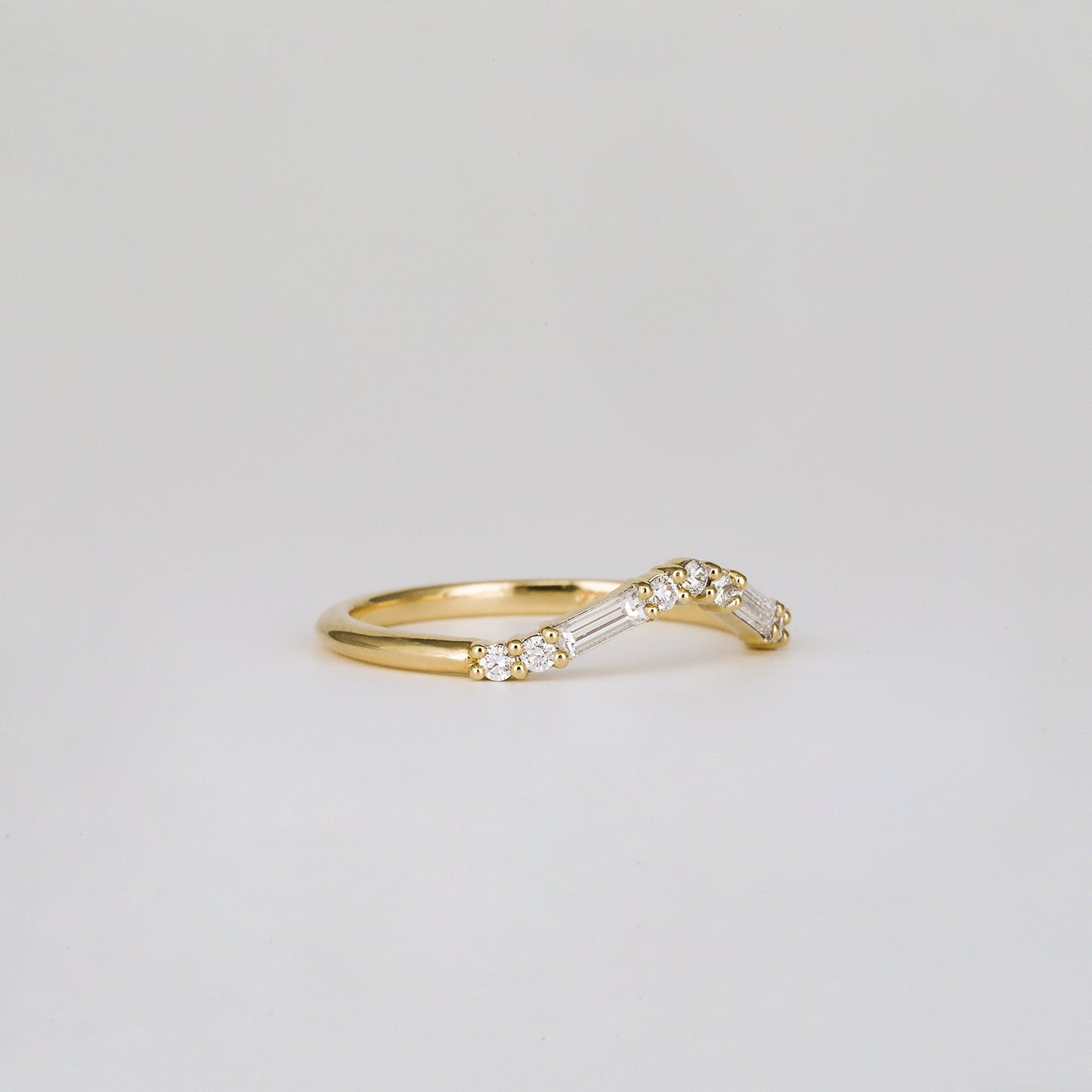 0.20 TCW Round & Baguette Curved Moissanite Wedding Band