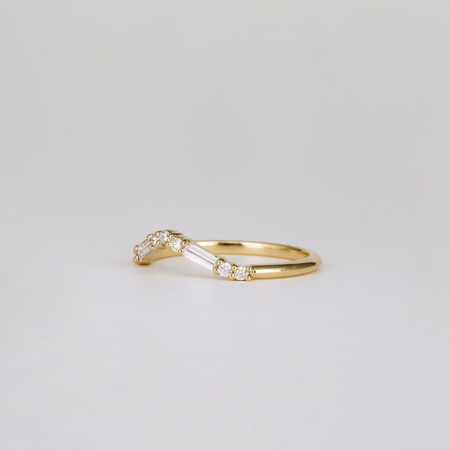 0.20 TCW Round & Baguette Curved Moissanite Wedding Band