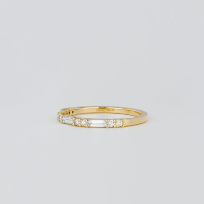 0.30 TCW Baguette & Round Half Eternity Moissanite Wedding Band