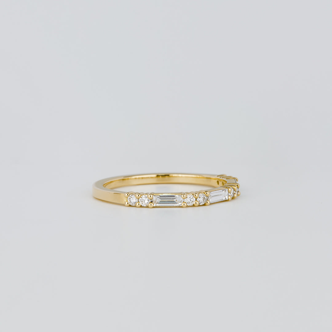 0.30 TCW Baguette & Round Half Eternity Moissanite Wedding Band