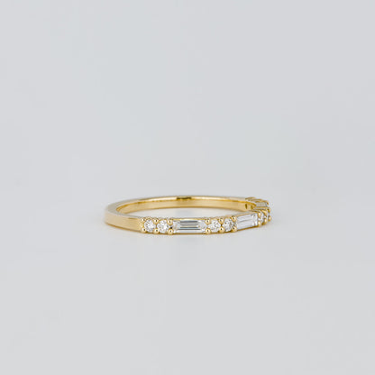0.30 TCW Baguette & Round Half Eternity Moissanite Wedding Band