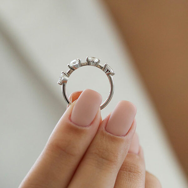 1 TCW Round Dainty Moissanite Wedding Band