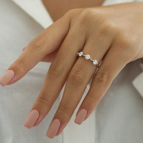 1 TCW Round Dainty Moissanite Wedding Band