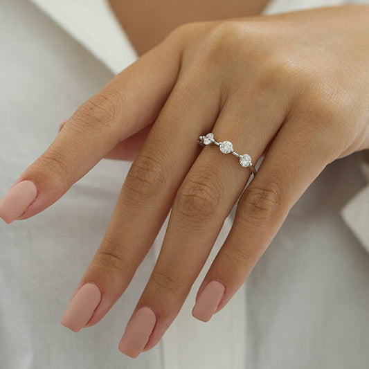 1 TCW Round Dainty Moissanite Wedding Band