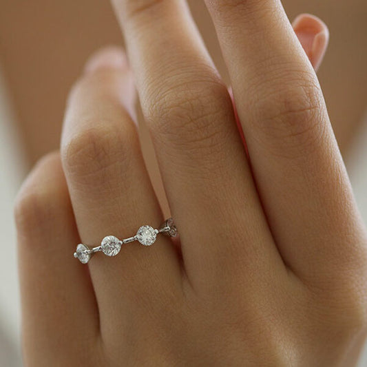 1 TCW Round Dainty Moissanite Wedding Band