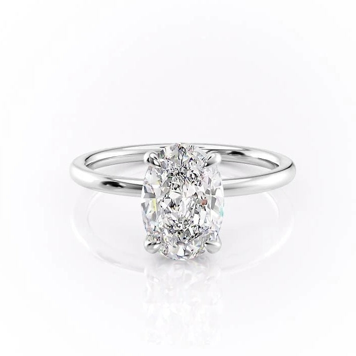 2.72 CT Oval Hidden Halo Moissanite Engagement Ring