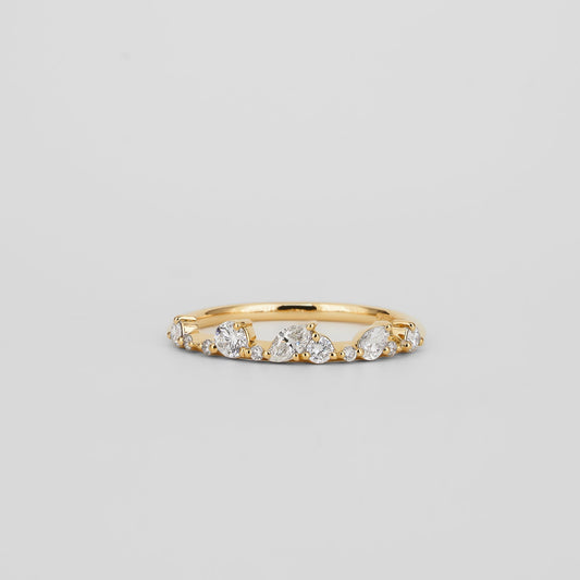 0.29 TCW Pear, Round & Marquise Moissanite Wedding Band