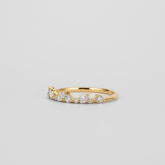 0.29 TCW Pear, Round & Marquise Moissanite Wedding Band