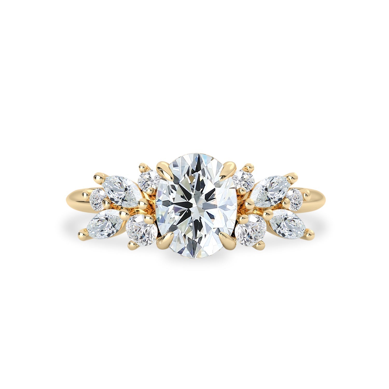 1.25 CT Oval Moissanite Cluster Engagement Ring - farrellouise