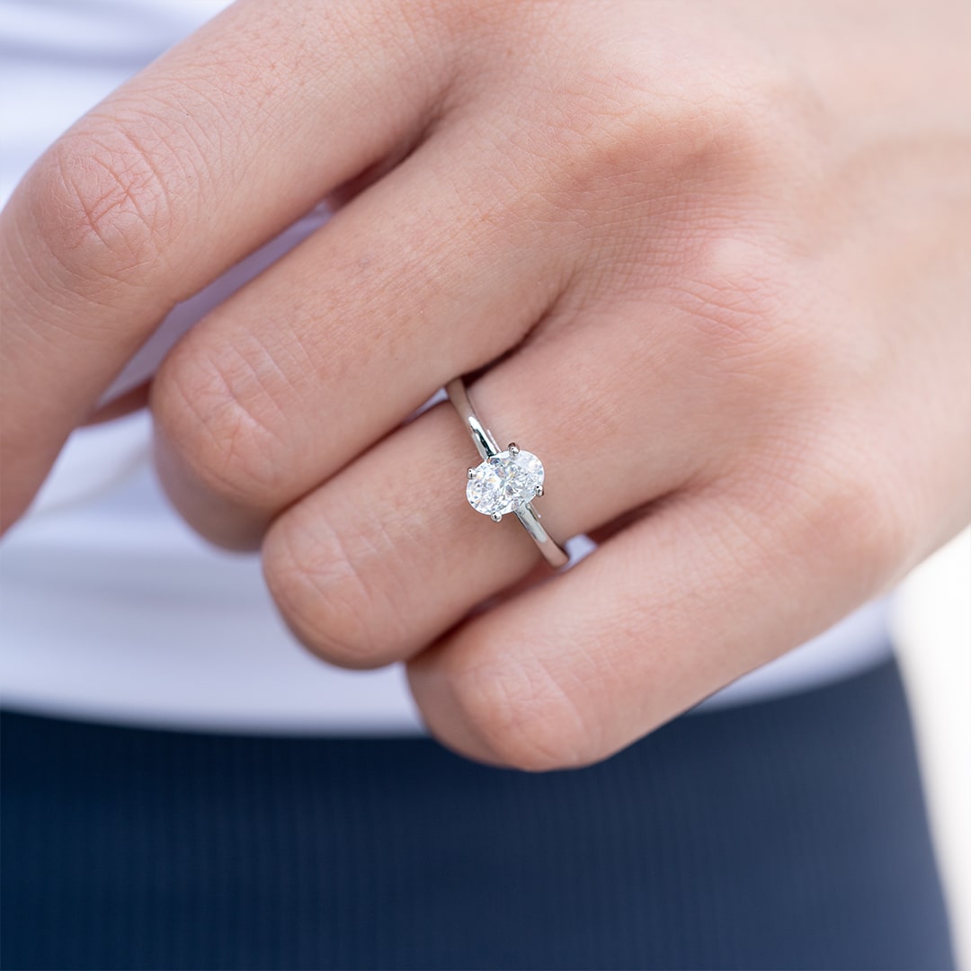 1.33 CT Oval Solitaire Moissanite Engagement Ring